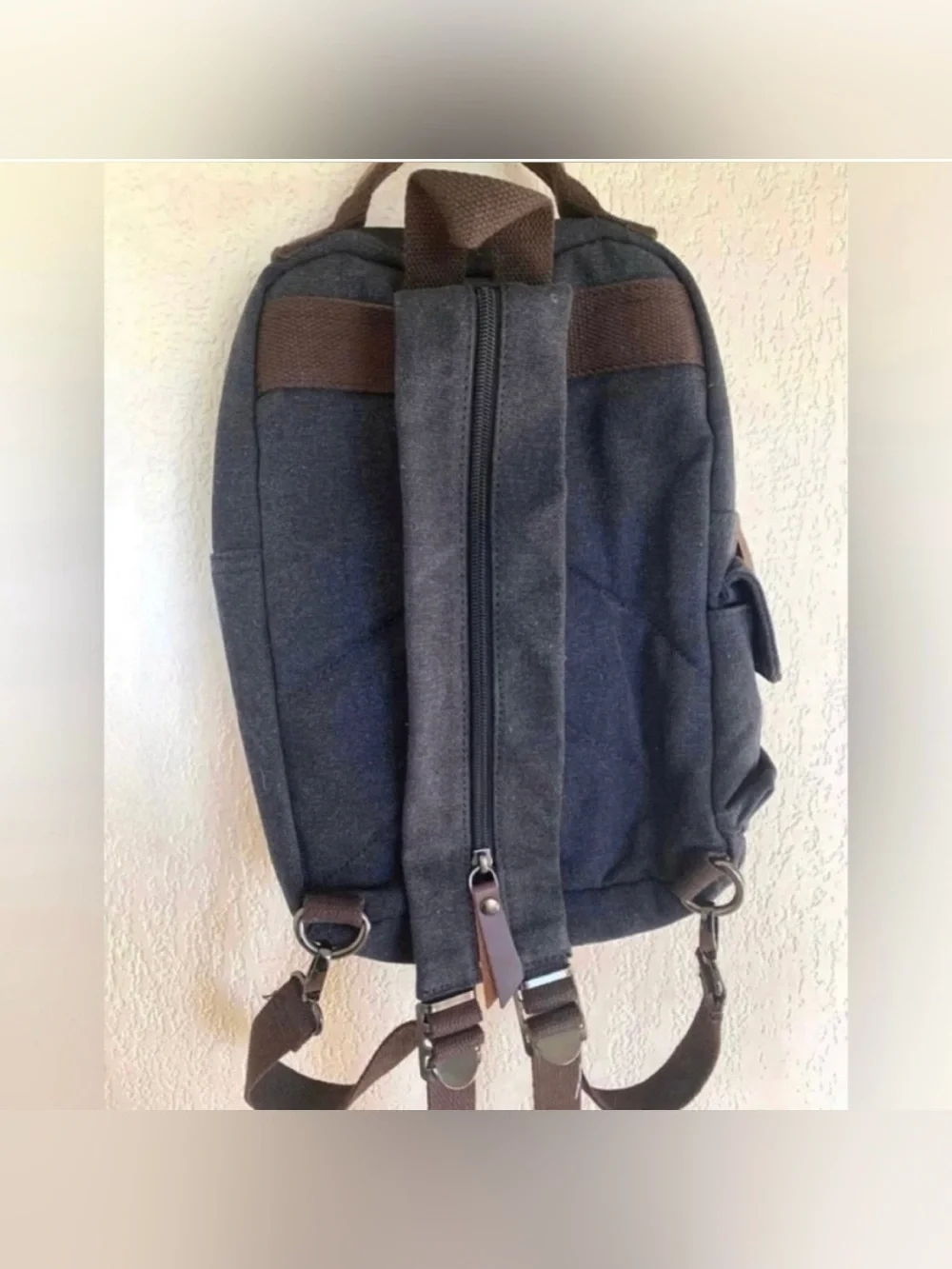 Palm & Peak Boutique Backpack Canvas Utility Style Bag Brown Trim